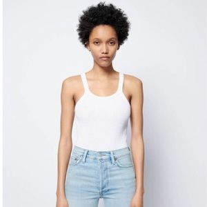 Re/done ribbed tank bodysuit in optic white